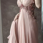 Pink Floral Beaded Long Chiffon Ball Gown Evening Dress Party Dress gh4703