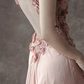 Pink Floral Beaded Long Chiffon Ball Gown Evening Dress Party Dress gh4703