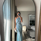 Blue Beaded Fashion One Shoulder Long Prom Dress Evening Dress gh4758