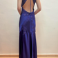 Purple Beaded Long Satin Ball Gown Evening Dress Party Dress gh4811