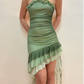 Green shiny ruffle chiffon homecoming dress fashion birthday party dress gh4814