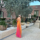 Orange and yellow fashion gradient long chiffon ball gown evening dress travel holiday beach party dress gh4825