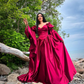 Robe de soirée longue en satin fuchsia, élégante, vintage, décolleté en cœur, longueur au sol, gh4080