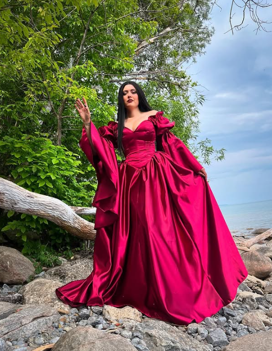 Robe de soirée longue en satin fuchsia, élégante, vintage, décolleté en cœur, longueur au sol, gh4080