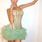 ✨Girlhomeshops-Green shiny gorgeous fashion short tulle homecoming dress birthday party dress gh4994