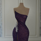 Girlhomeshops-Purple Shiny Sexy Elegant Long Sequin Slit Prom Dress Evening Dress Party Dress gh5034