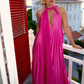 Robe de soirée longue en satin rose/vert à col en V, élégante, robe de soirée, robe d'invité de mariage, robe de maternité gh3056 gh3056