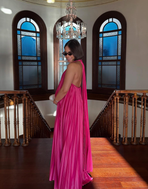 Robe de soirée longue en satin rose/vert à col en V, élégante, robe de soirée, robe d'invité de mariage, robe de maternité gh3056 gh3056