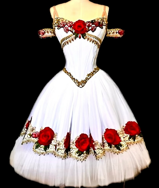 Girlhomeshops-White short vintage floral tulle homecoming dress birthday party dress gh5126