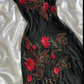 Girlhomeshops-Black exquisite rose flower beaded long Chiffon prom dresses evening dress gh5136