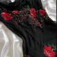 Girlhomeshops-Black exquisite rose flower beaded long Chiffon prom dresses evening dress gh5136