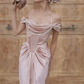 Pink vintage pearl beading long satin formal Prom dress evening dress party dress bridesmaid dresses gh4899