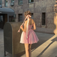 Girlhomeshops-Pink Fashion Sweet Short Satin Homecoming Dress Birthday Dress gh5271