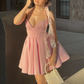 Girlhomeshops-Pink Fashion Sweet Short Satin Homecoming Dress Birthday Dress gh5271
