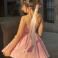 Girlhomeshops-Pink Fashion Sweet Short Satin Homecoming Dress Birthday Dress gh5271