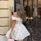 Girlhomeshops-White pink floral short chiffon homecoming dress birthday party dress gh5317