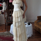 Ivory White Vintage Elegant Chiffon Ruffle Long Prom dresses Evening Dress Party Dress gh4884