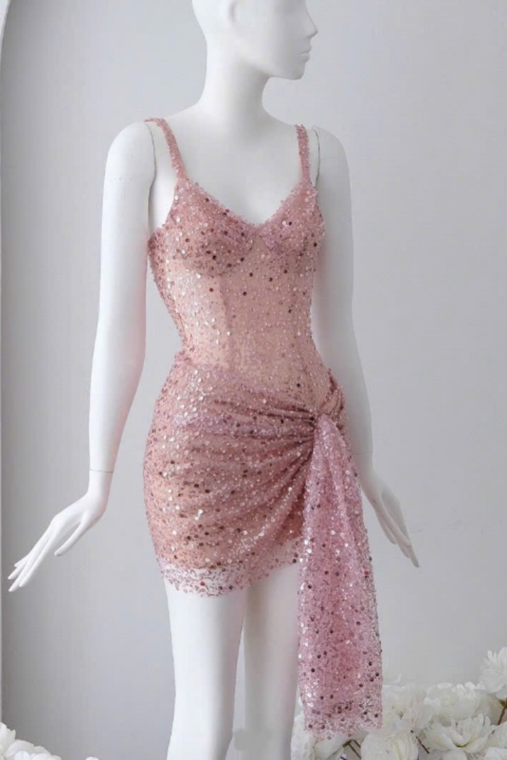 Girlhomeshops-Pink/Black Sparkling Sequin Short Homecoming Dress Cocktail/Birthday Party Dress gh5016