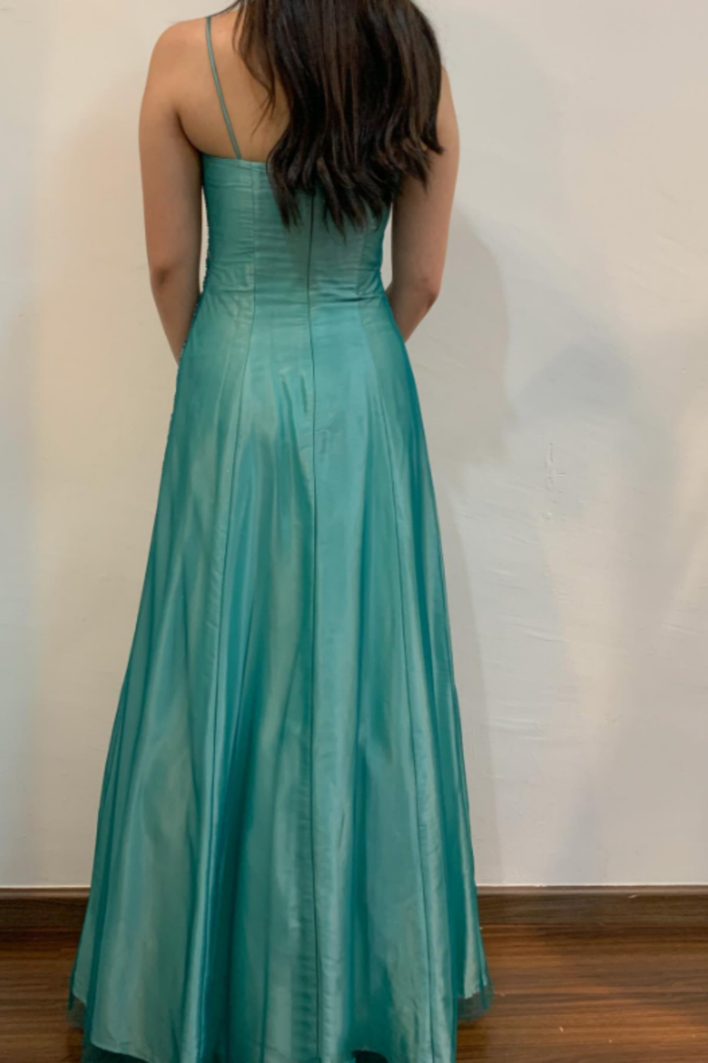 Girlhomeshops – Grünes, exquisites, florales Perlenkleid, langes Satin-Ballkleid, Abschlusskleid, gh5524