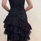 Girlhomeshops--Black Lace Midi Chiffon Homecoming Dress gh5529