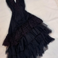 Girlhomeshops--Black Lace Midi Chiffon Homecoming Dress gh5529