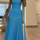 girlhomeshops--Blue Simple Vogue Long Chiffon Prom Dress Wedding Guest Party Dress gh5570