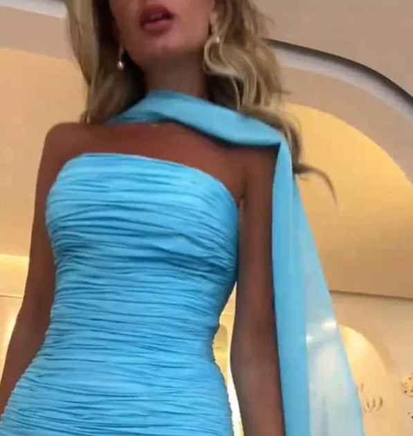 girlhomeshops--Blue Simple Vogue Long Chiffon Prom Dress Wedding Guest Party Dress gh5570