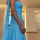 girlhomeshops--Blue Simple Vogue Long Chiffon Prom Dress Wedding Guest Party Dress gh5570