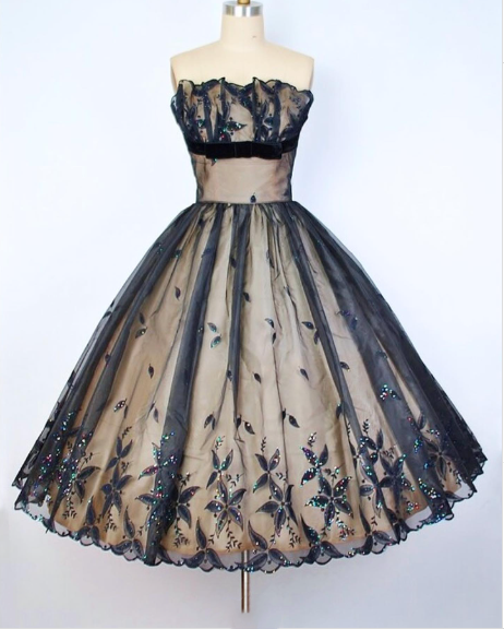 girlhomeshops--Black delicate lace short tulle A-line birthday dress homecoming dress gh5574