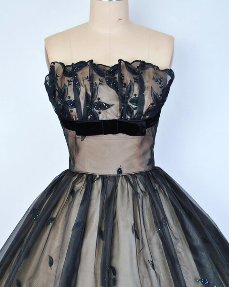 girlhomeshops--Black delicate lace short tulle A-line birthday dress homecoming dress gh5574