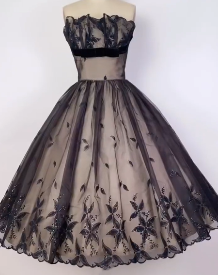 girlhomeshops--Black delicate lace short tulle A-line birthday dress homecoming dress gh5574
