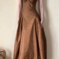 Girlhomeshops - Robe de bal longue en satin marron, simple et élégante, gh5606