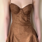 Girlhomeshops - Robe de bal longue en satin marron, simple et élégante, gh5606