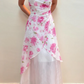Girlhomeshops - Robe de bal longue en mousseline de soie rose à fleurs exquises, robe de soirée, robe de fée gh5680