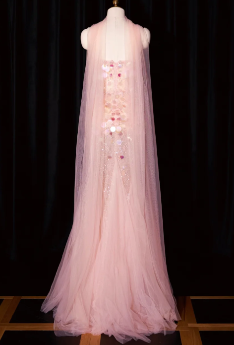 Girlhomeshops - Robe de soirée sirène rose longue en tulle à paillettes gh5701