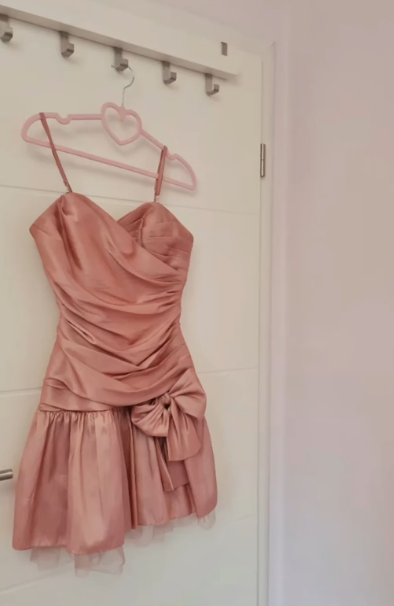 girlhomeshops-satin pink color homecoming dresses tight hoco dresses  gh5805