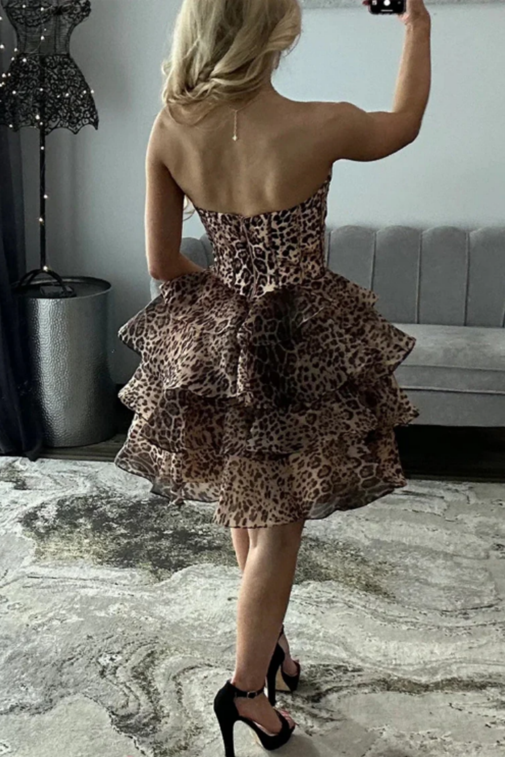 girlhomeshops-🐆🖤🤎 Fashionable exquisite beaded leopard print A-line short homecoming dresses tight hoco dresses gh5811