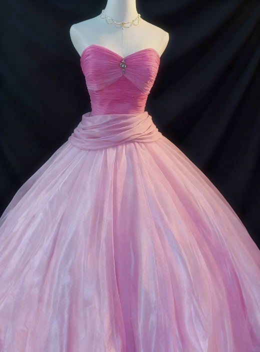 girlhomeshops - Robe bustier rose dégradé à manches longues et sans organza gh5822