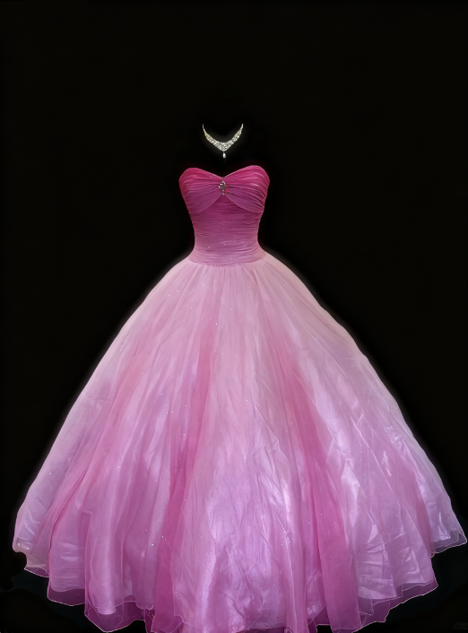 girlhomeshops - Robe bustier rose dégradé à manches longues et sans organza gh5822