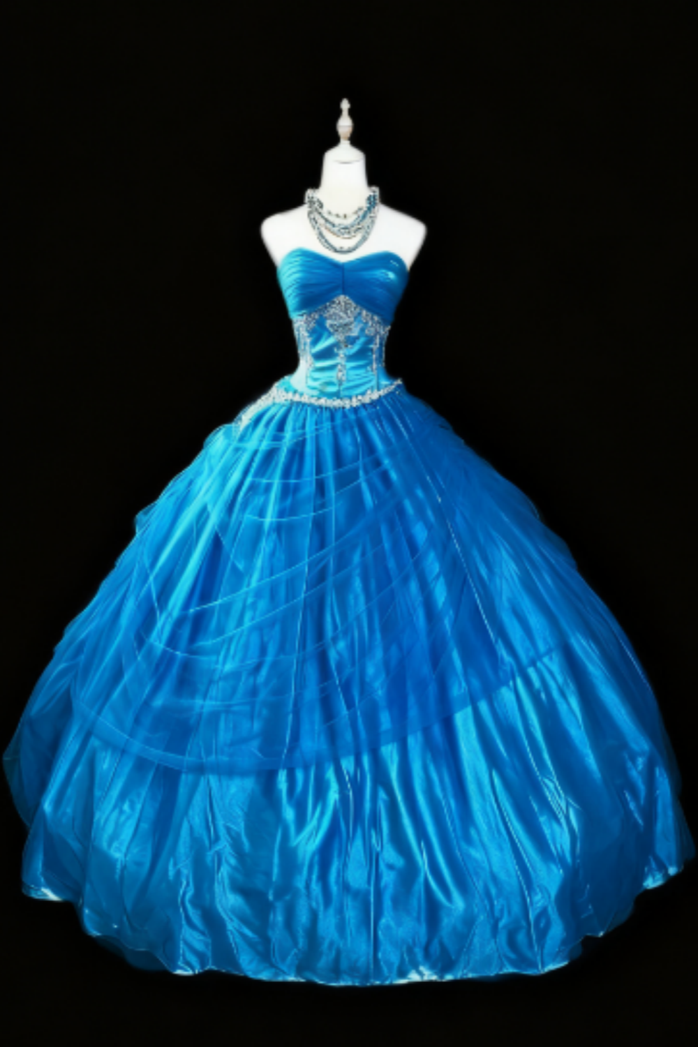 girlhomeshops - Robe longue bustier bleue en organza gh5823