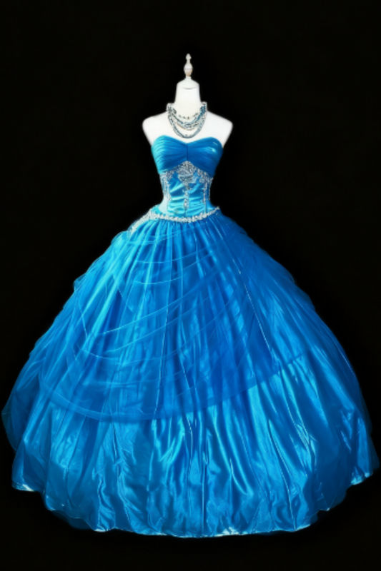 girlhomeshops - Robe longue bustier bleue en organza gh5823