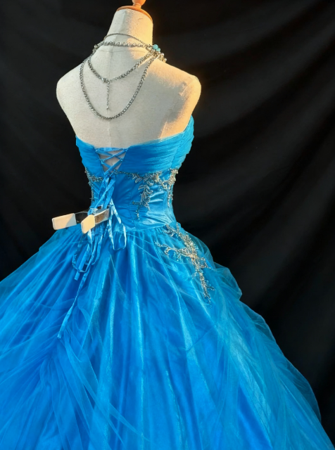 girlhomeshops - Robe longue bustier bleue en organza gh5823