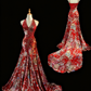girlhomeshops-Red floral exquisite long trailing prom dress evening dress  gh5824