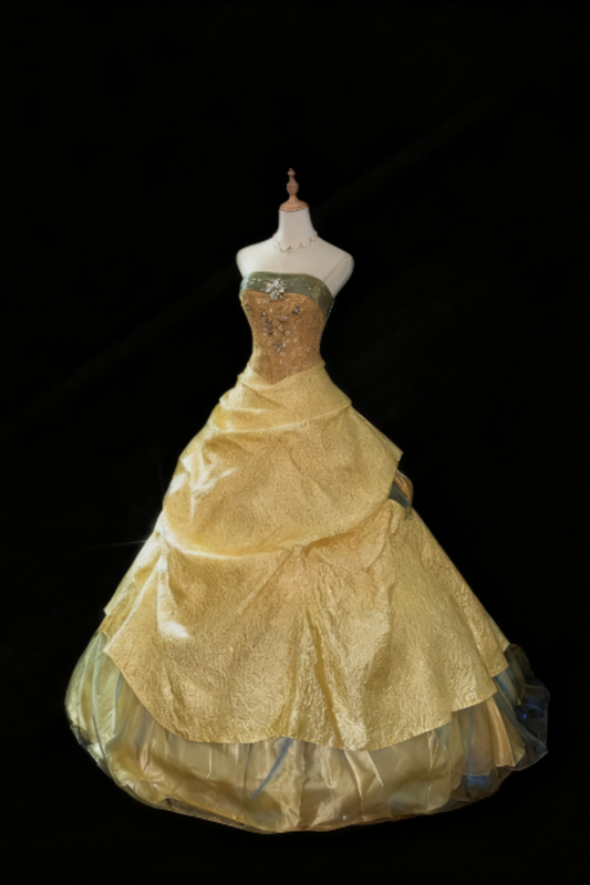 girlhomeshops-Green Field Gilded Dress Luxury Dress Unique Design Fairy Dress Ball Gown  gh5825