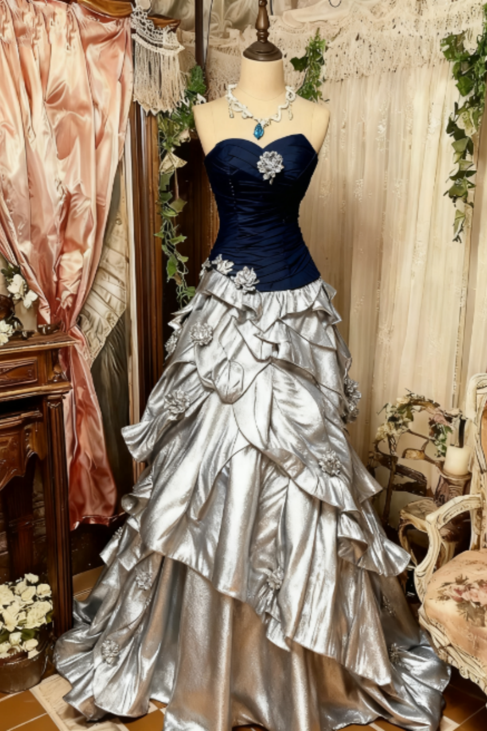 Purple Pink Blue Gradient Fashion Retro Elegant Delicate Floral Beads Sweet Elegant Long Tulle Floor Length Ball Gown Evening Gown gh4156