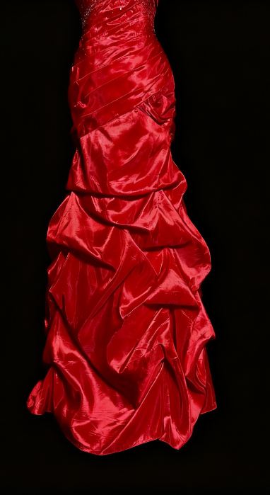 girlhomeshops-Prom Highlight Style Rot Satin Strass Trägerlos Bodenlang Ballkleid gh5880