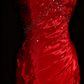 girlhomeshops-Prom Highlight Style Rot Satin Strass Trägerlos Bodenlang Ballkleid gh5880