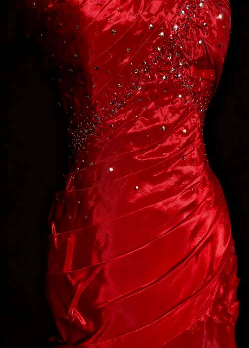 girlhomeshops-Prom Highlight Style Rot Satin Strass Trägerlos Bodenlang Ballkleid gh5880