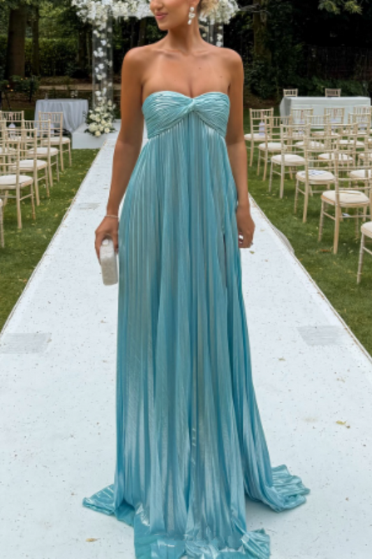 girlhomeshops-Blaues Tube-Top, modisch, elegant, lang, für Hochzeitsgäste, Partykleid, gh5924