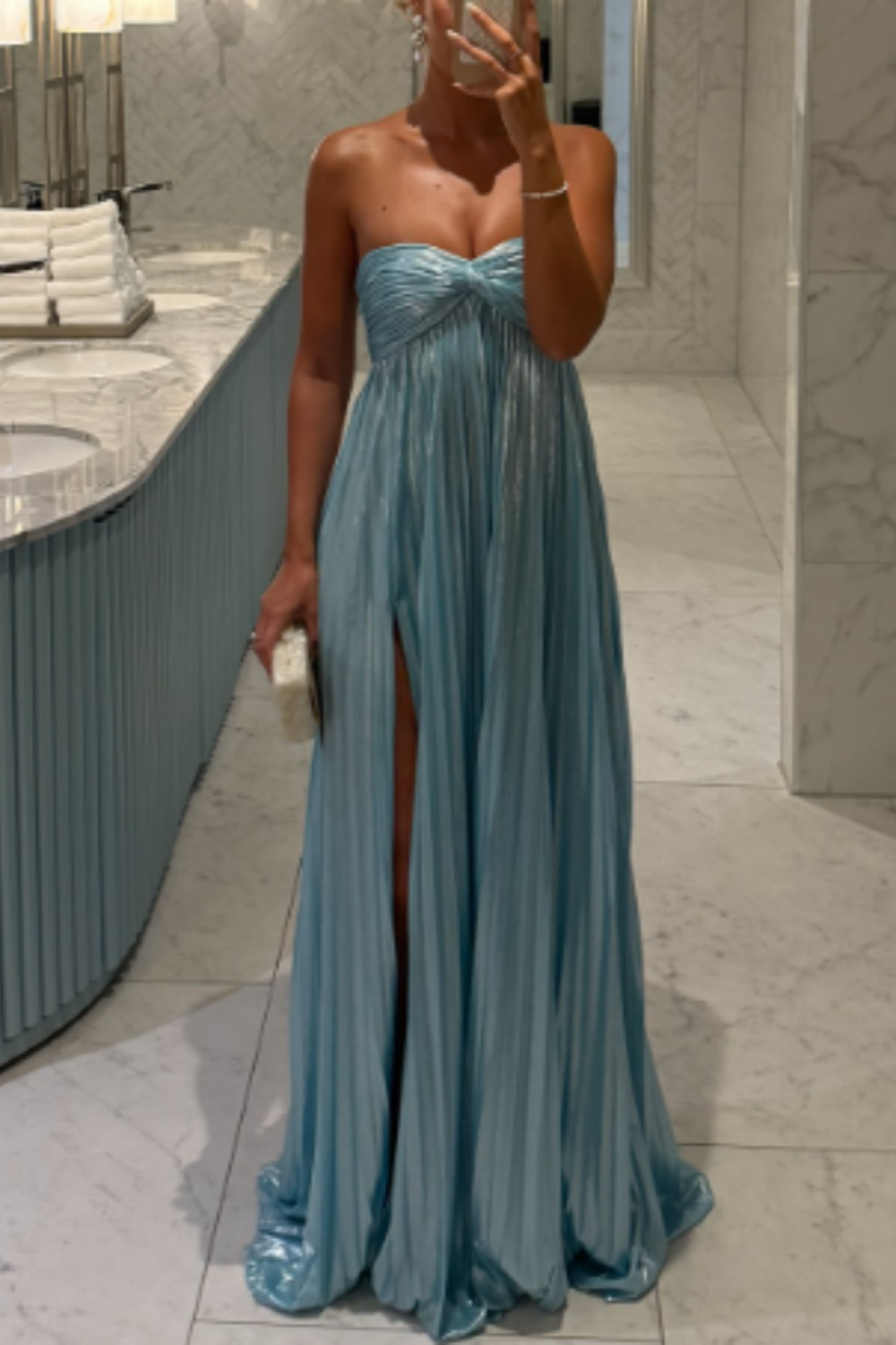 girlhomeshops-Blaues Tube-Top, modisch, elegant, lang, für Hochzeitsgäste, Partykleid, gh5924